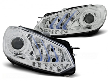 LAMPY PRZEDNIE TRUE DRL CHROME BLUE LIGHT VW GOLF 6 10 08 12 Oswietlenie Tuningowe Lampy